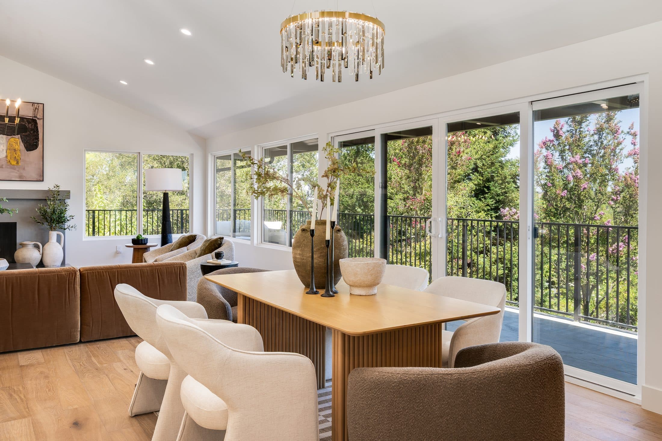 481 Montcrest Place. The dining end, with the valley through the glass.